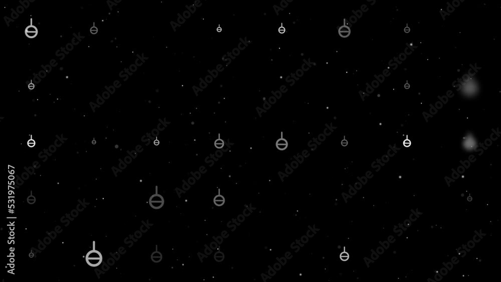 Poster template animation of evenly spaced agender symbols of different sizes and opacity. animation of tra