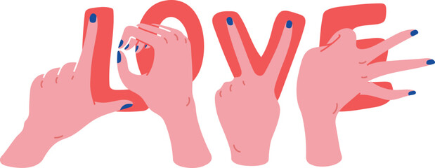 Heart Hand Flat Love Finger