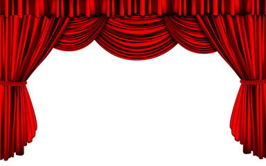 Red curtain isolated on a white background - design element banner
