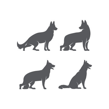 Dog icon vector pack. Dog pet concept design. Dog silhouette vector. Vector illustration