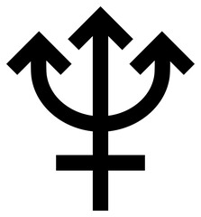 Neptune icon. Planet symbol. Black sign. Astrological calendar. Jyotisha. Hinduism, Indian or Vedic astrology horoscope