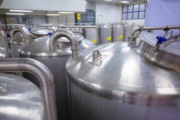 Stainless lid steel tanks with pressure meter in equipment tank