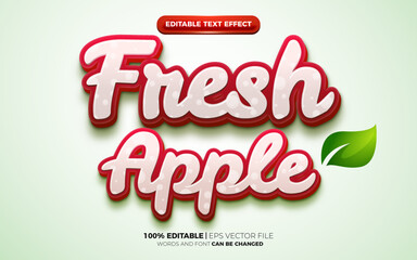 Obraz premium fresh apple nature 3d logo template editable text effect style