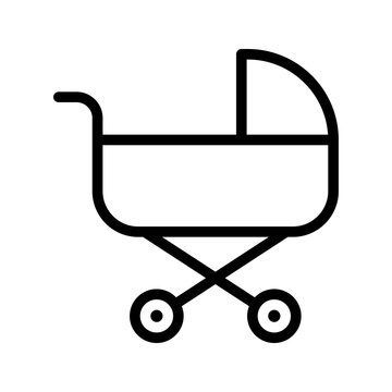 recommend clip art: Baby carriage icon color editable