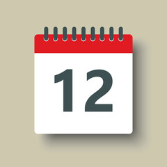 Vector icon calendar day number 12, 12th day month