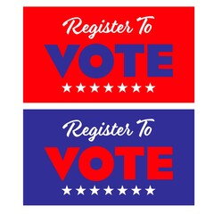Register to Vote rectangular signs with stars vector