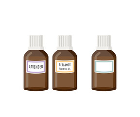 Essential oil bottles, vector illustration 