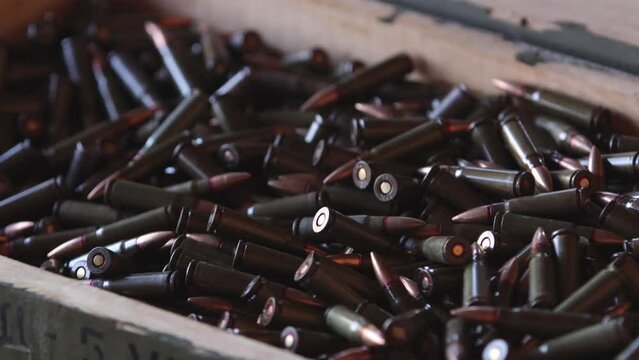 AK47 ammo, 7.62 caliber bullets, gun crime, military target, war bullet weapon, army firearm, Bullet Pile, Bullets Shells, Military concept, hunting ammo, close-up shell gun ammunition.