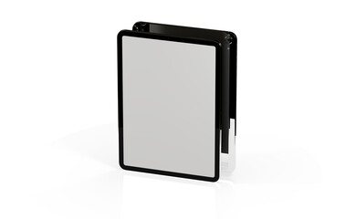 Modern black tablet computer isolated on white background. Tablet pc