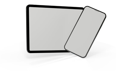 Obraz na płótnie Canvas Gadgets including smartphone, digital tablet and laptop, blank screen with