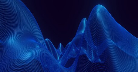 Abstract background blue curved pattern of grid 3d render