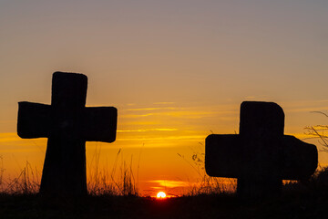 Reconciliation crosses near Milhostov, Western Bohemia, Czech Republic