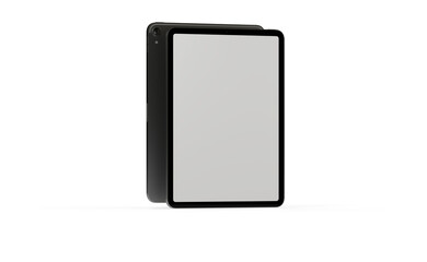 Blank screen realistic tablet frame, rotated position, side view, top view. The tablet is at different angles. Layout of a universal set of devices