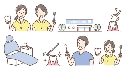 simple illustration for dentist and teeth