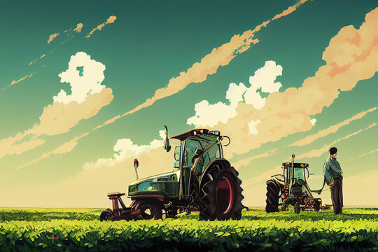 Agricultural Equipment Operators. High quality 2d illustration