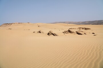 Fototapeta na wymiar Timlalin Dunes in Morocco. Sand desert landscape.