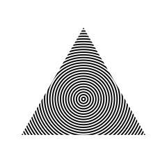 Abstract triangle with thick black lines. Inside the circle in a spiral. Isolated on white background. Abstract clipart.