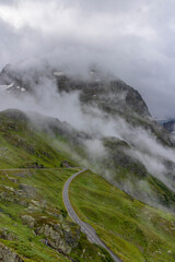 Typical alpine landscape of Swiss Alps near Sustenstrasse, Urner Alps, Canton of Bern, Switzerland