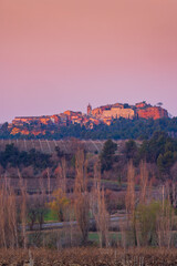Landscape with historic ocher village Roussillon, Provence, Luberon, Vaucluse, France