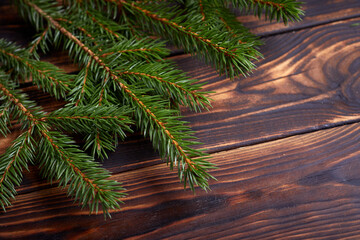 Christmas decoration with ball and fir branches