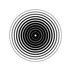 Lots of black circles inside. Isolated on white background. Geometric figure clipart.