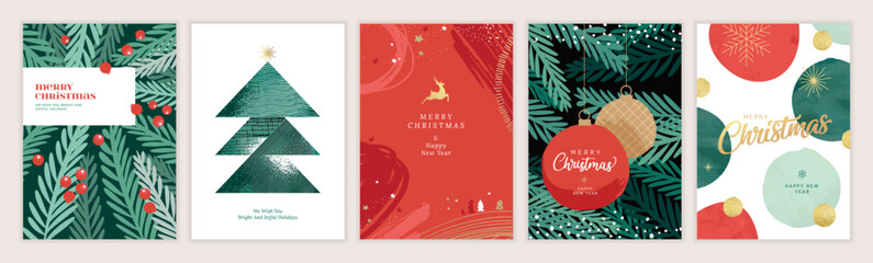 Christmas and New Year 2023 greeting cards set. Modern vector illustration concepts for greeting card, website and mobile website banner, party invitation card, posters, social media banners. © PureSolution
