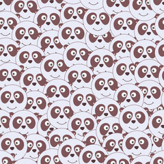 Cute seamless pattern for children with funny panda. Smile characters.