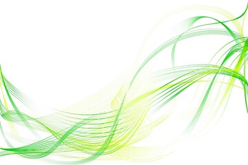 Abstract Green and Yellow Pattern with Waves. Striped Linear Texture. Smoke and Serpantine. Raster. 3D Illustration