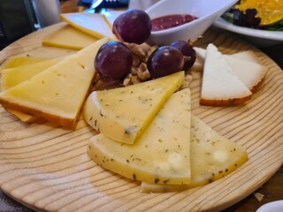 Plate of typical cheeses from Mahón