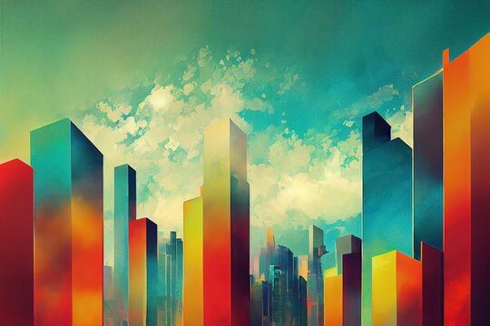 2d stylised painting like illustration of Dushanbe abstract city high quality abstract 2d ilustration.