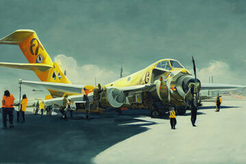 Aircraft Launch. High quality 2d illustration