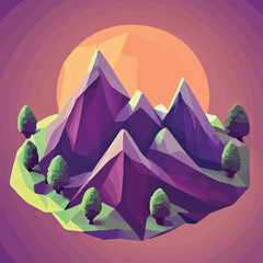 Low poly mountains landscape vector 