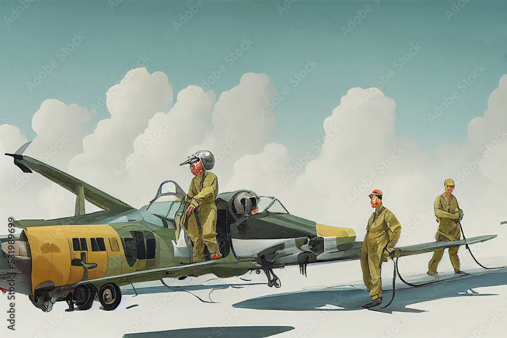 Wall mural Airfield Operations. High quality 2d illustration