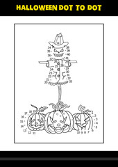 Halloween dot to dot coloring page for kids. Line art coloring page design for kids.