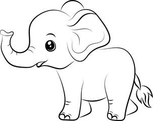  Elephant coloring page for kids Hand drawn elephant outline illustration 
