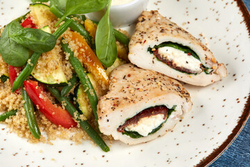 chicken stuffed cream cheese and vegetables