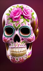 Sugar Shull ,Colorful Dia de los muertos mexican holiday Day of Dead