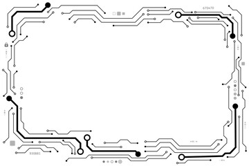 Vector circuit board frame with blank space and security communication concept for technology background