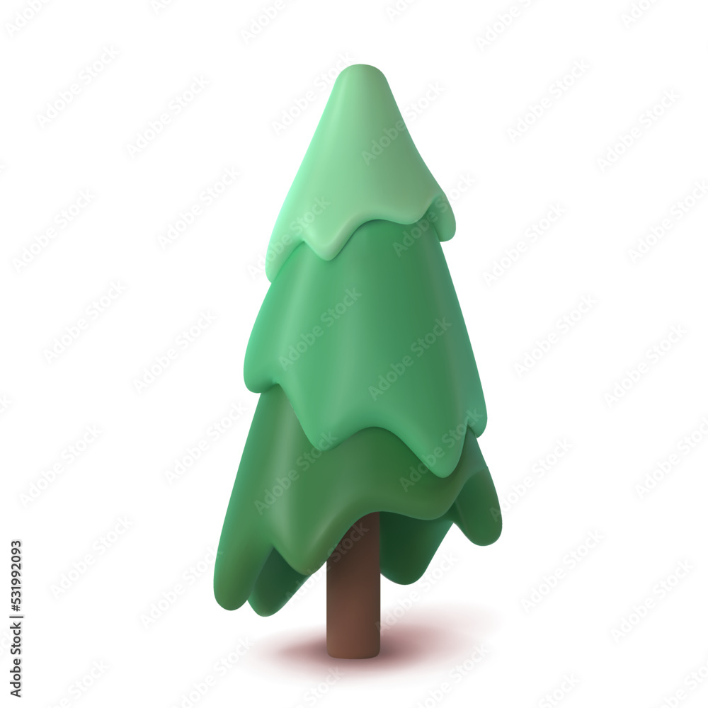 Aufkleber abstract fir tree isolated on a white background. 3d rendering vector illustration