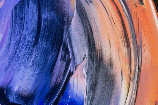 Abstract paint stain brushstroke blue orange Aesthetic Neon liquid