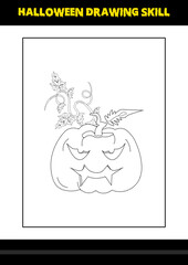 Halloween drawing skill for kids. Halloween drawing skill coloring page for kids.