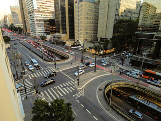 Sao Paulo, Brazil, September 01, 2022. Traffic of Vehicles in Paulista Avenue, central region of...