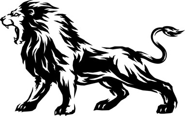 Lion Roaring Side View Illustration