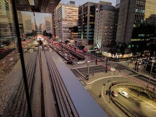 Fototapeta premium Sao Paulo, Brazil, September 01, 2022. Traffic of Vehicles in Paulista Avenue, central region of Sao Paulo,