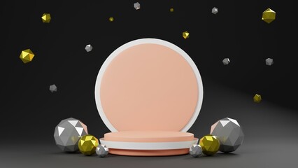 Pastel circle stand with gold and silver ball for backdrop