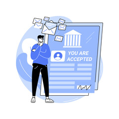 Accepted to several colleges isolated cartoon vector illustrations.