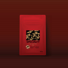 Coffee Bag Packaging Design Mockup Template Vector Illustration