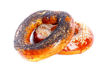 Freshly baked Bread isolated on white background.Healthy bread recipe.Insulated items, baking, side vew