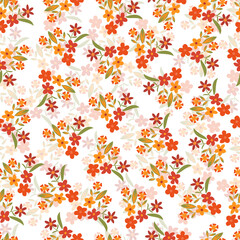 Stylish ornamental floral seamless pattern design for textile and printing. Modern ditsy repeating texture background of abstract flowers and leaves