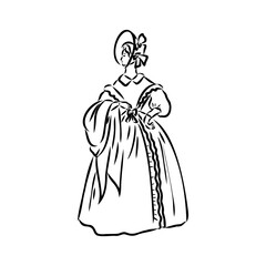 vintage illustration with beautiful fashion girl retro fashion vector